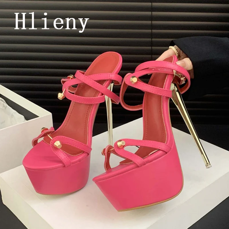 Hlieny Sexy Style Platform Sandals Women Narrow Band Stiletto High Heels Open Toe Buckle Strap Wedding Party Stripper Shoes