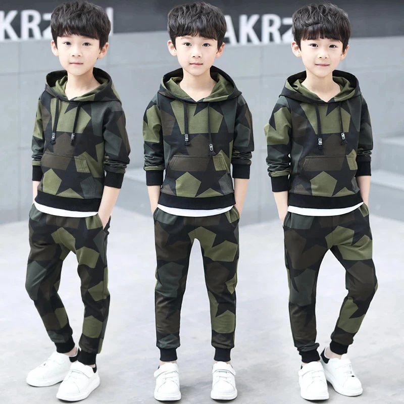 

Children Clothing Boys Outfits 4 6 8 9 10 12 14 Years Teen Boys Clothes Set Kids Tracksuit Camouflage Costume Hoodies Tops Pants