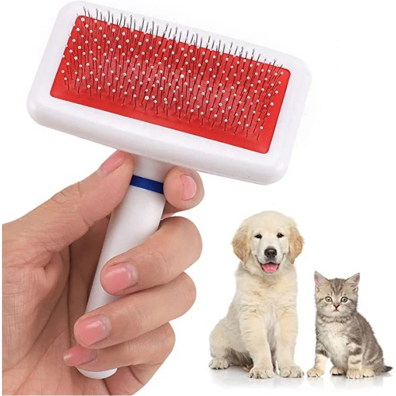 

Pet Fur White Comb Stainless Steel Needle Comb Dogs and Cats, White Plastic Handle cleaning needle