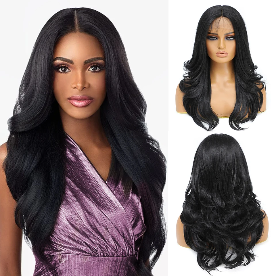 

Lace Front Wigs Body Wave Synthetic Natural Ombre Blonde Cosplay 13X4X1 T-Part Lace Wig With Baby Hair For Black Women