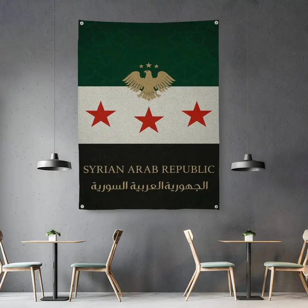 

Syrian Arab Republic Eagle Flag Room Bedroom Home&Outdoor Wall Hanging Concert Printed Background Decoration Art Banner
