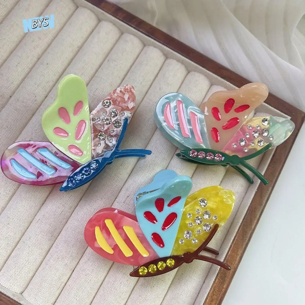 

Animals Acetate Butterfly Hair Claw Zircon Elf Rhinestone Butterfly Hair Clip Colorful Grab Clip Large Shark Clip Female