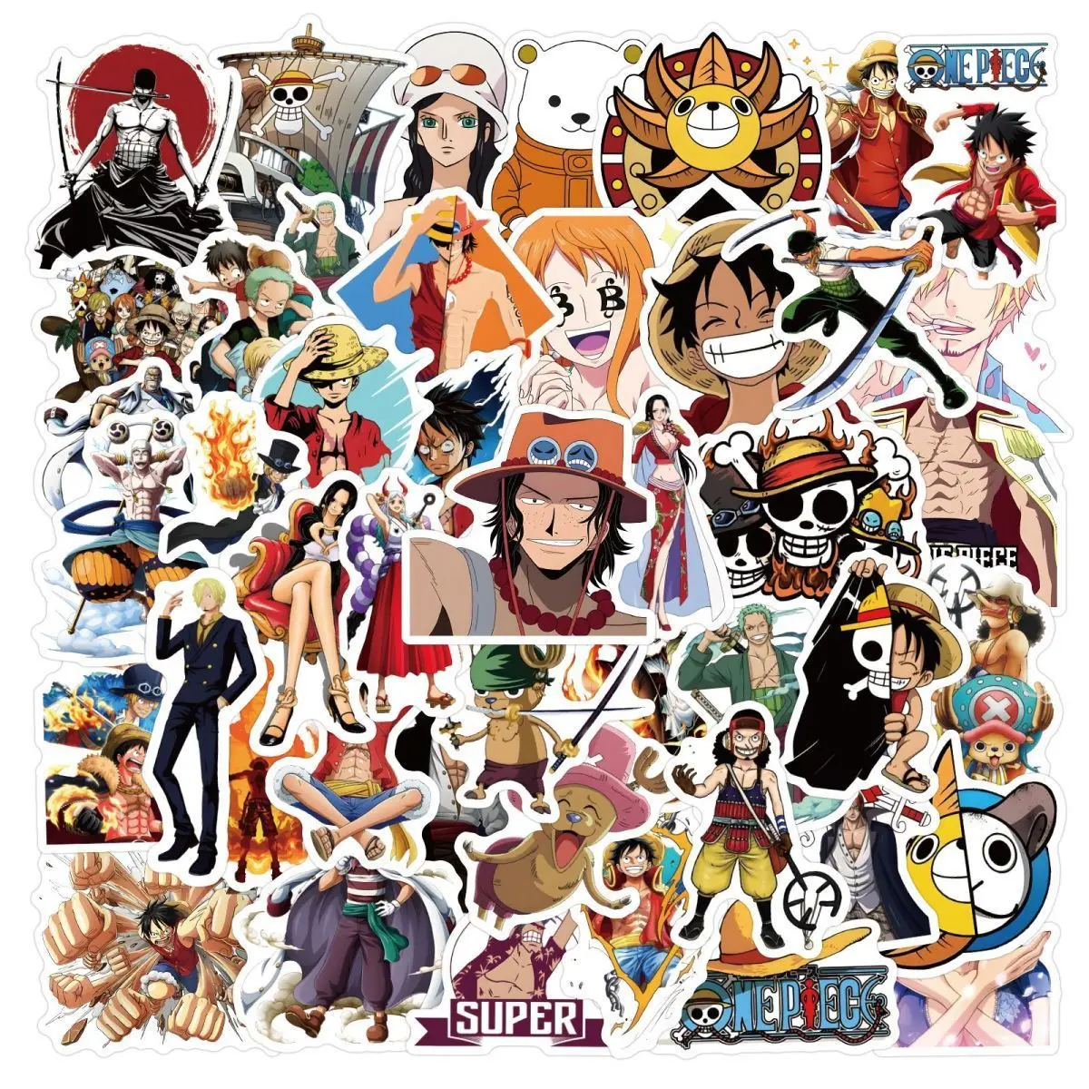 100 Stück One Piece Anime-Aufkleber, Dekorationsartikel, zweidimensionale DIY-Notizbuch-Sticker, wasserdichte Anime-Handy-Aufkleber – Detail 6
