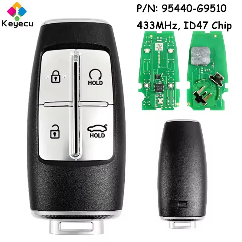 

Умный дистанционный автомобильный ключ KEYECU с 4 кнопками, 433 МГц ID47, брелок для Genesis G70 2021 2022 2023 2024 Артикул: 95440-G9510