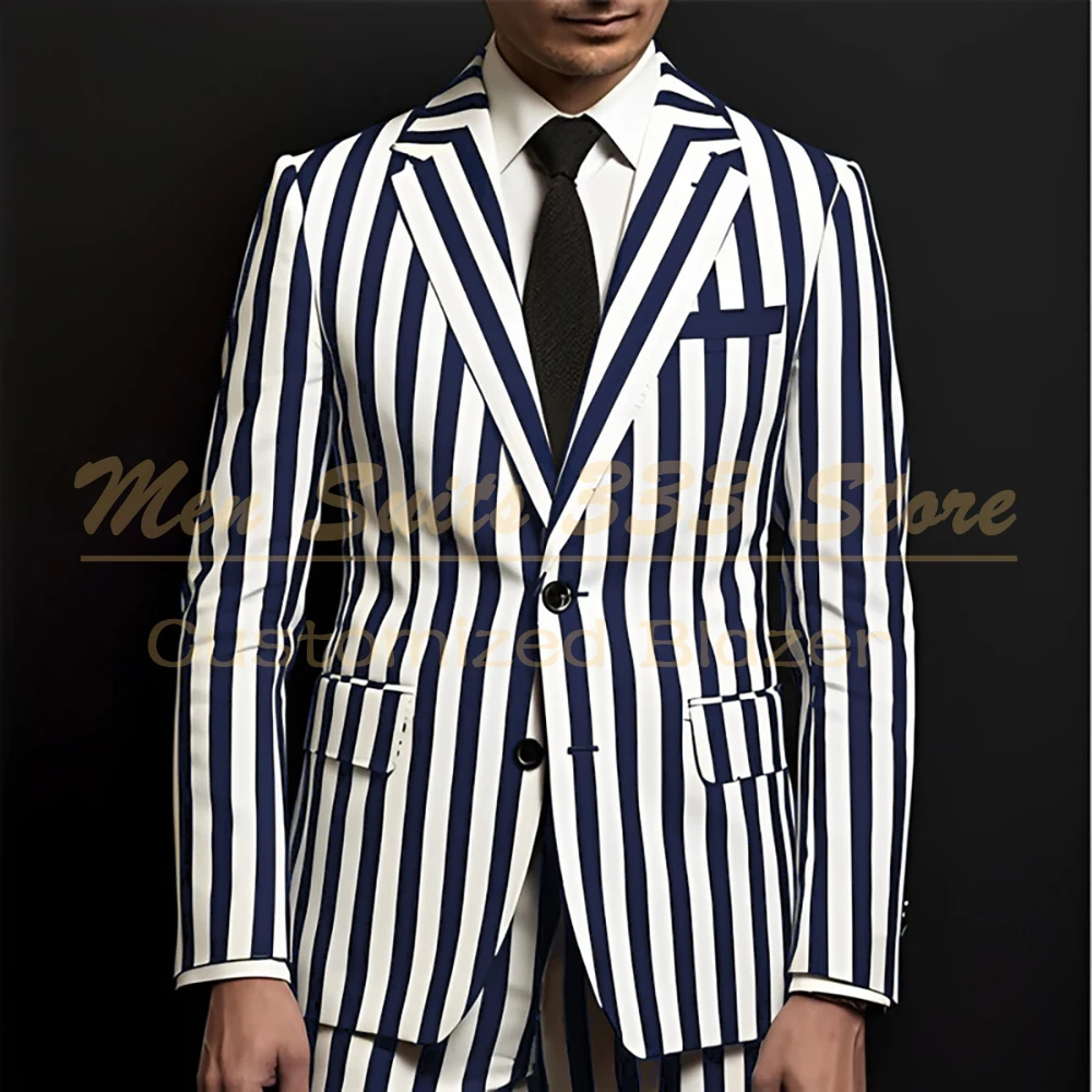 

Elegant Men's Suits Blazer Luxury Stripe Single Breasted Notch Lapel Outfits Customized 2 Piece Jacket Pants For Wedding 2025