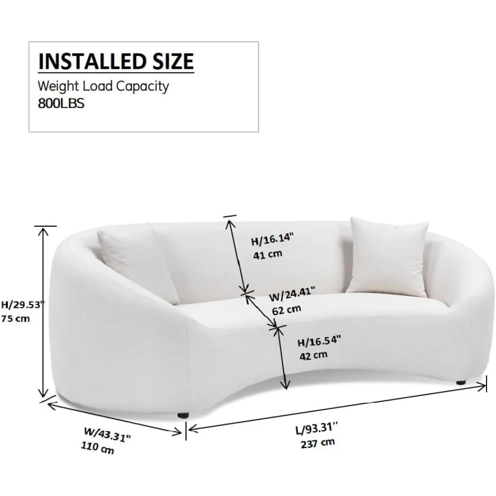 Minimalist Curved Sofa,Tight Velvet Cloud Couch,3 Seater,Chenille Velvet Fabric Upholstered Sofa,Living Room Sofas.