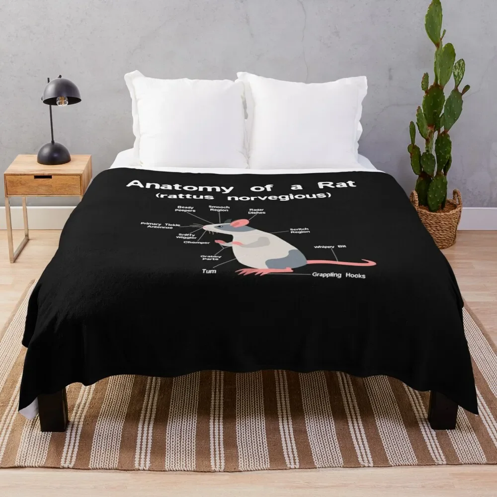 

Anatomy of Pet Rat print - Funny Rat Rodent Pet product Throw Blanket Hairys Thermals For Travel Blankets