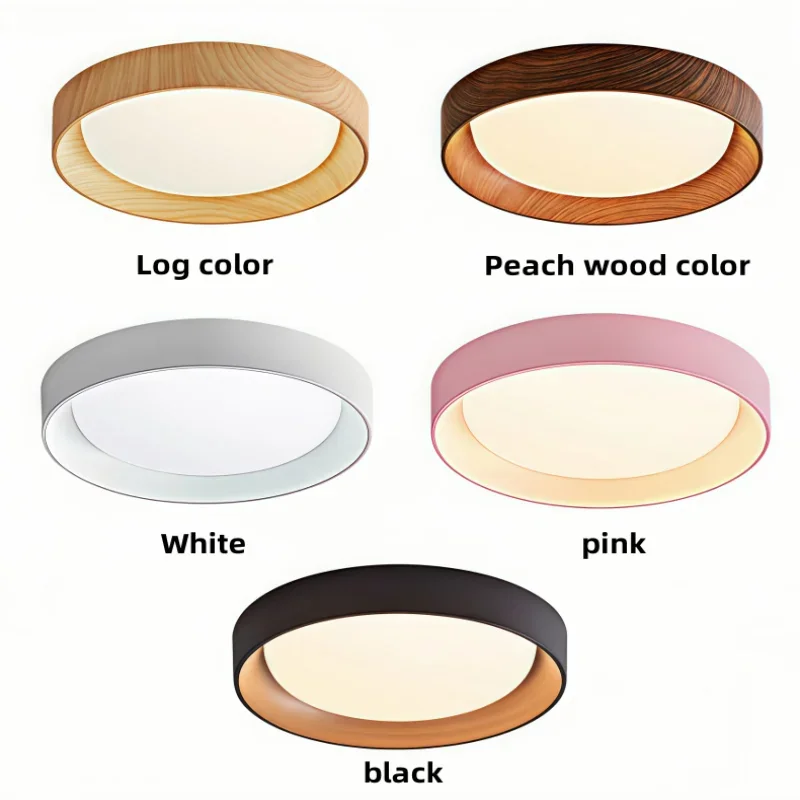 2025 LED Wood Grain Ceiling Round Ceiling Lamp 20cm Ultra-thin Hallway Balcony Lighting Kitchen Three-color Light Changing Lamp