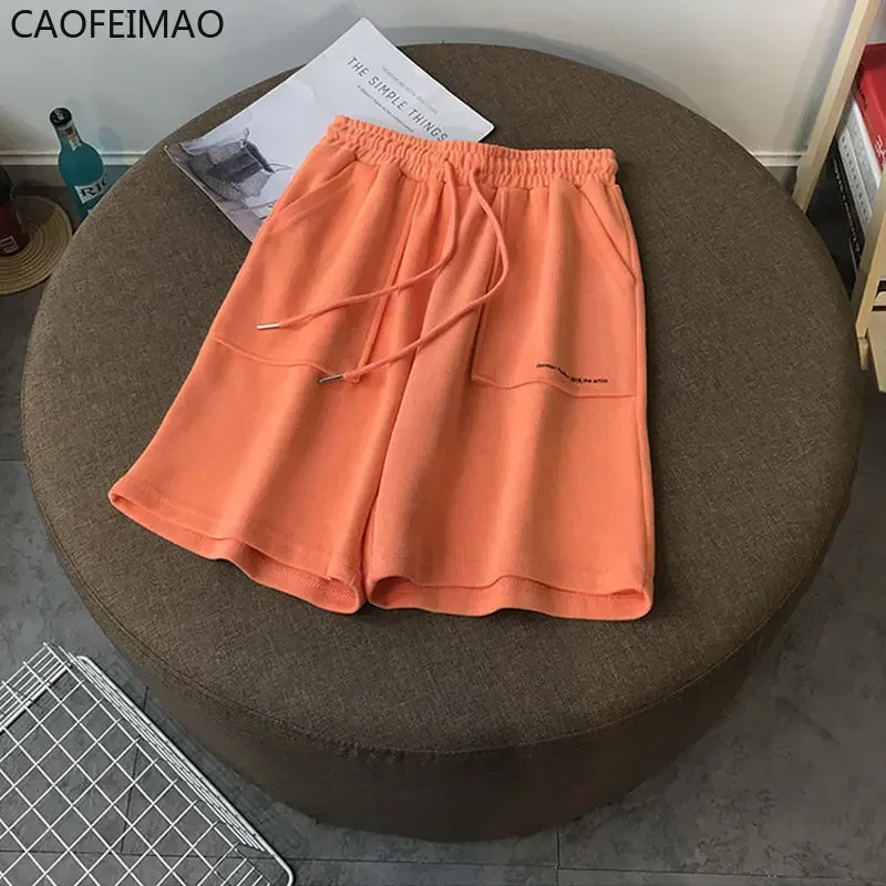 100% Cotton Harajuku High Waist Sports Shorts Casual Loose Fitness Sweatpants 2025 Summer Women Clothing Cycling Shorts