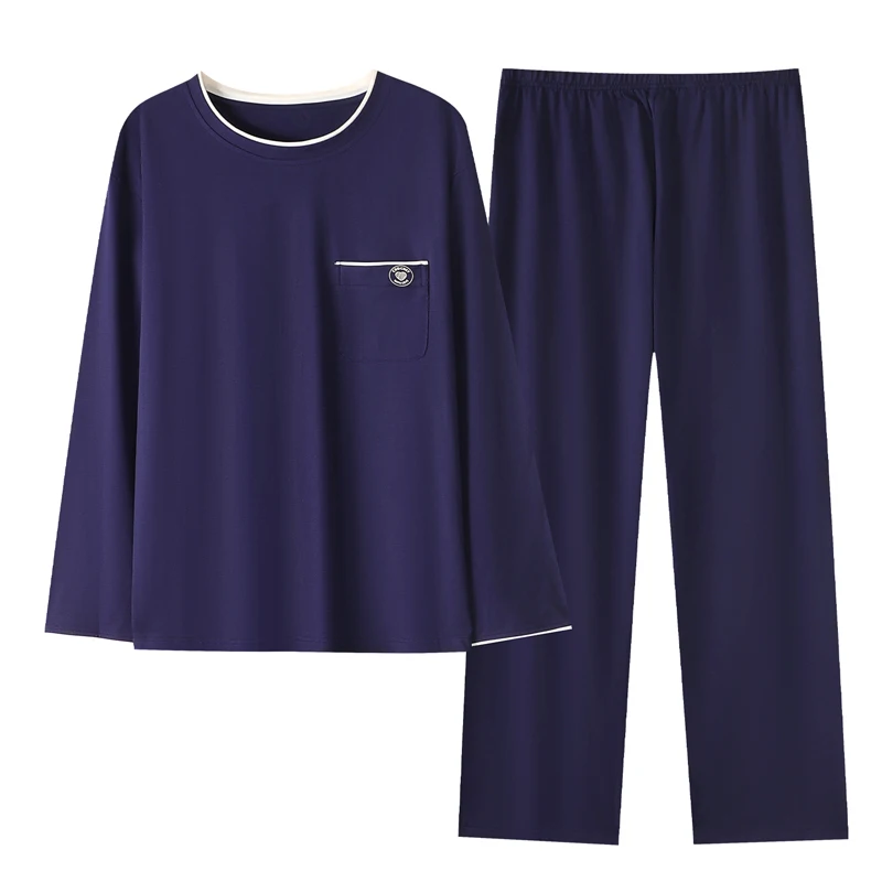 Newest Spring and Autumn Women Knited Cotton Pajamas Set Female Solid Casual Pijamas With Chest Pad