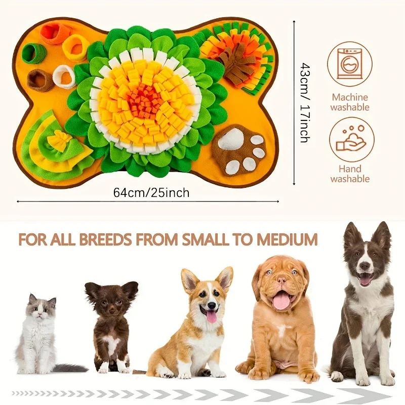 Pet Dog Sniff Toy Pad Cat Dog Sniff Pad Washable Fun Hidden Food Puzzle Slow Food Sniff Pad