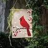 Moslion Red Cardinal Garden Flags Double Sided Bird Red Berries on Winter Snowflake Background Yard Flag 12.5x18 Inch Burlap jjp