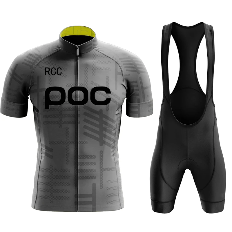 RCC POC Cycling Jersey Bib Set MTB Uniform Bike Clothing Quick Dry Bicycle Wear Clothes Mens Short Maillot Culotte