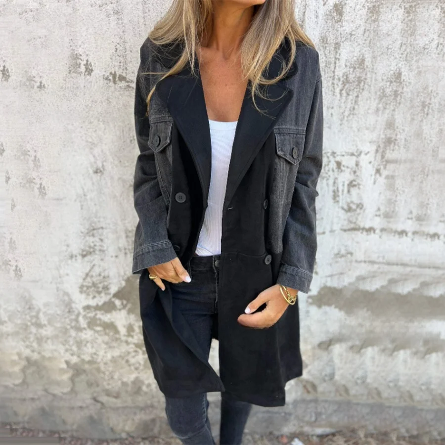 

Модная женская джинсовая куртка осенне-зимняя новинка с отложным воротником, пэчворк, хлопок, длинный рукав, укороченная модель