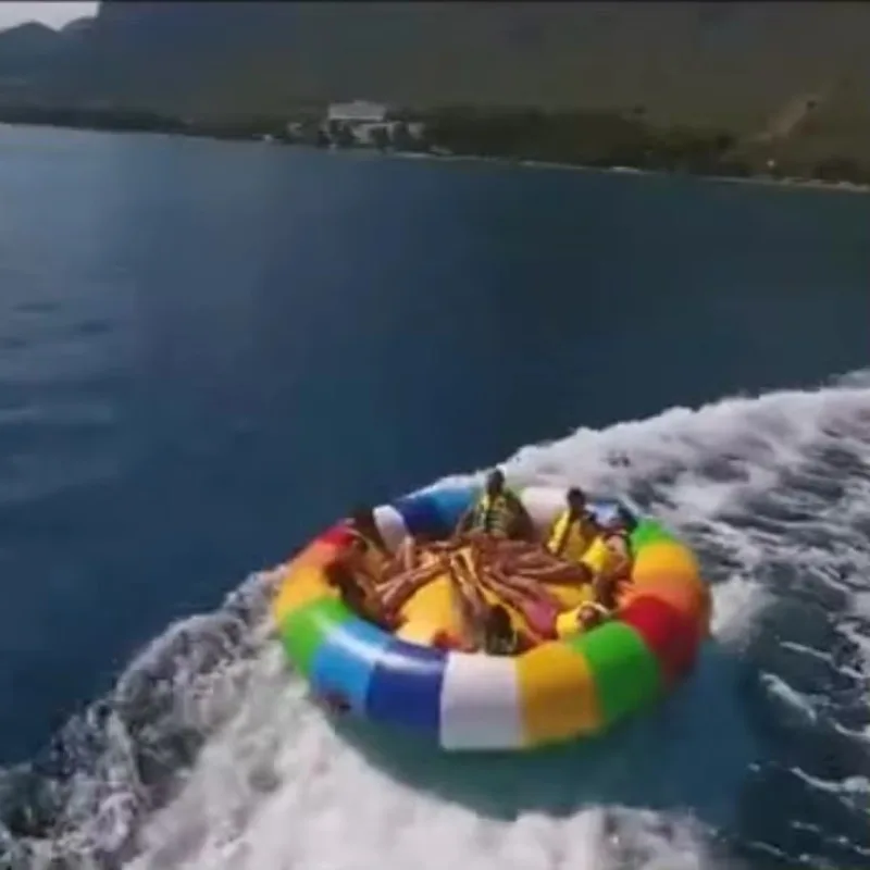 Customize Size Inflatable Disco Boat Crazy UFO Flying Spinning Tube for Water Entertainment