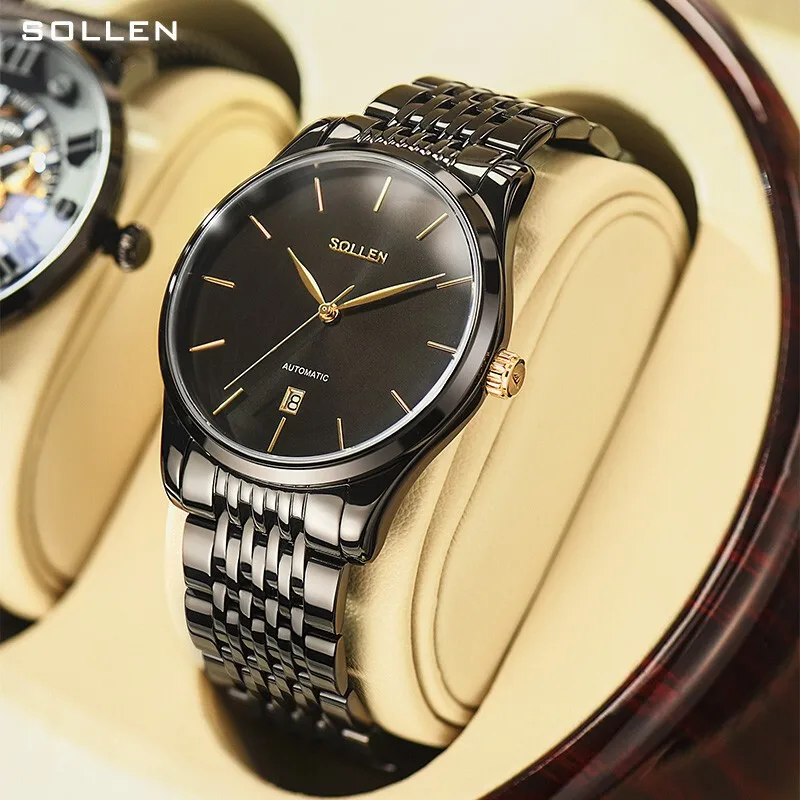 

SOLLEN Brand High-end 316L Stainless Steel Mechanical Watch Men Waterproof Date Luxury Automatic Watches Mens Business Clock