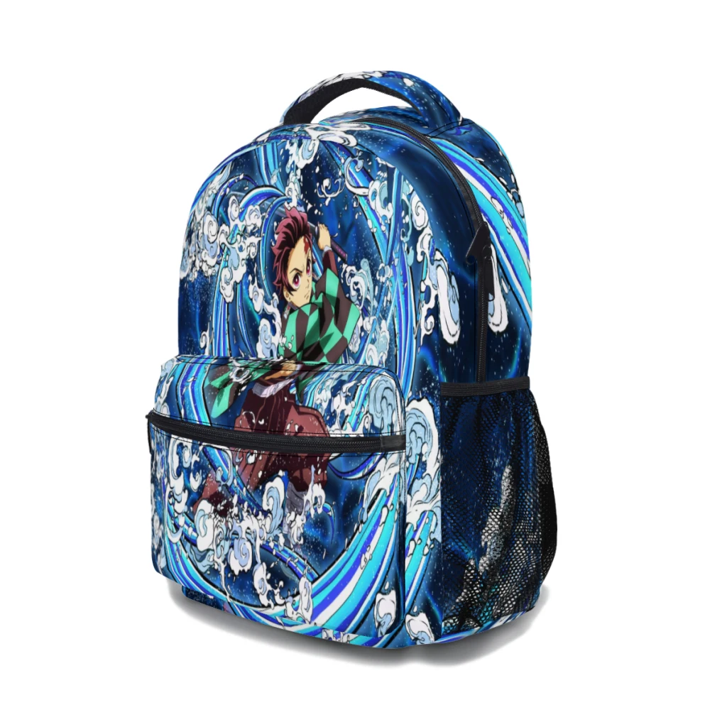 Sac à dos Demon Slayer Graphic Anime pour garçons, grande capacité, étudiant, dessin animé, école, 17"