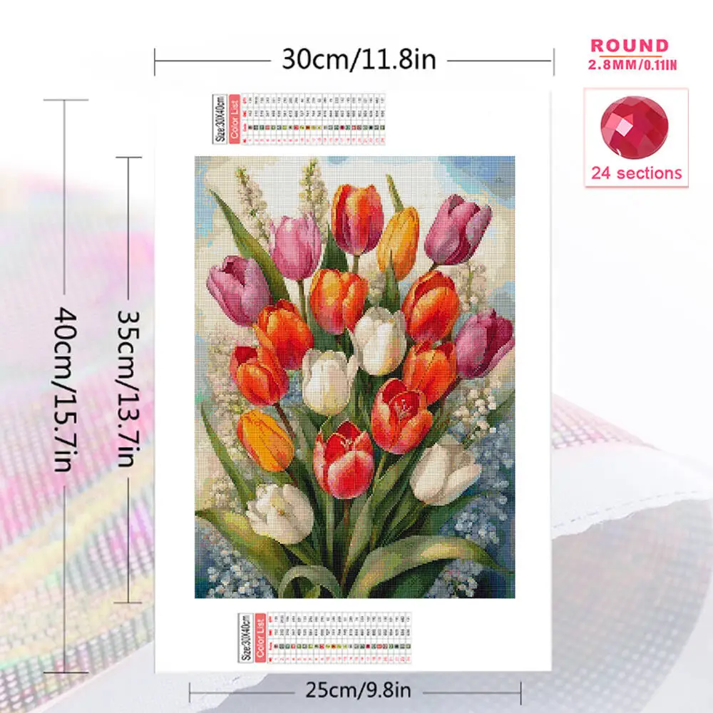Momoart New Arrival Diamond Embroidery Tulip Flower Cross Stitch Kits Art Diamond Mosaic Animal Painting Handmade Hobby