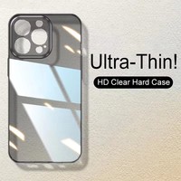 Ultra Thin PC Hard Crystal Clear Case For iPhone 16 15 14 Plus 13 12 11 Pro Max XS XR Glossy Transparent Camera Protection Cover
