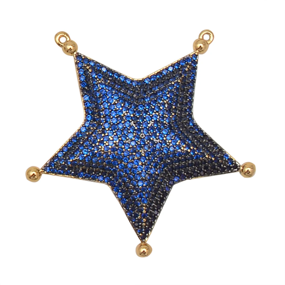 Color Star Connectors Pave Zircon Jewelry Accessories Diy Necklaces Chains Bracelets Making Supplies Double Hooks Clasp Pendant