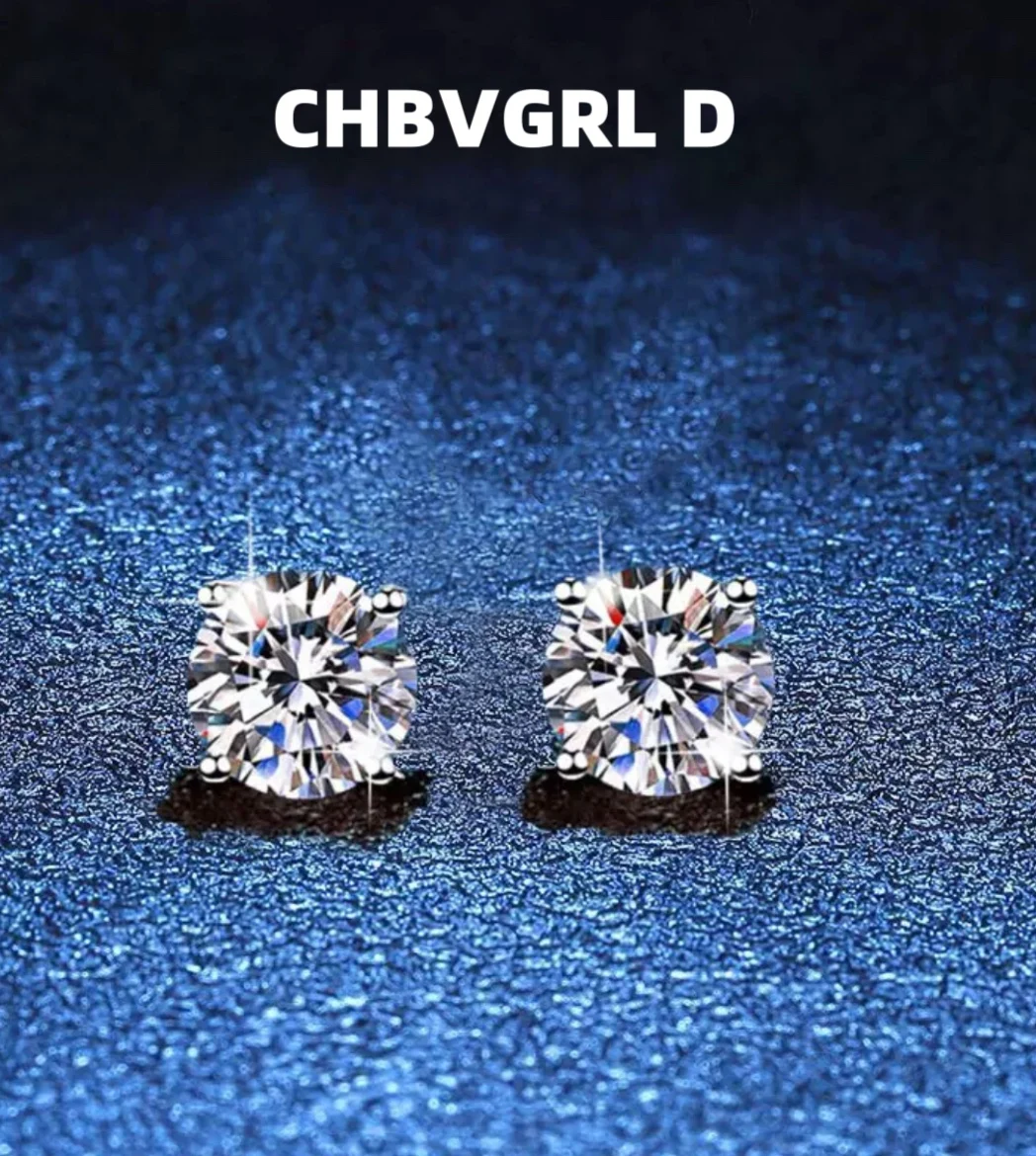 

[Classic] 925 silver earrings, D-color moissanite earrings, classic four-prong moissanite earrings, simple style earrings
