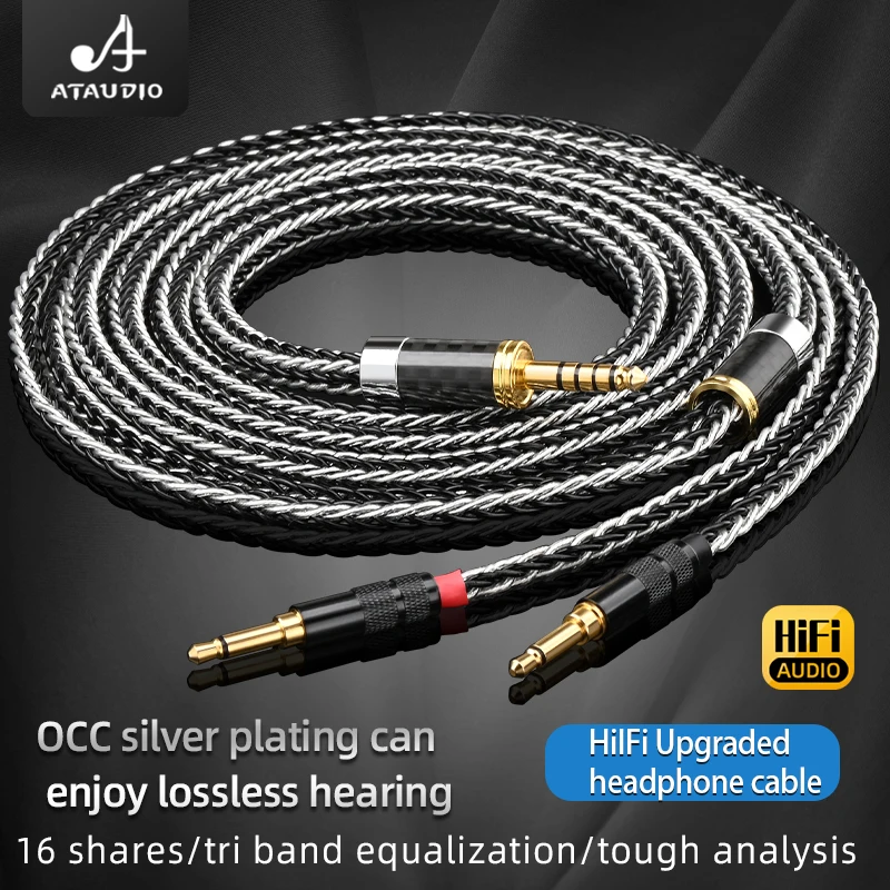 

ATAUDIO Headphone Audio Cable Dual 3.5mm OCC Silver Plated 6.5mm 3.5mm 4.4 2.5 XLR Balanced Earphone Cable for Players Headset