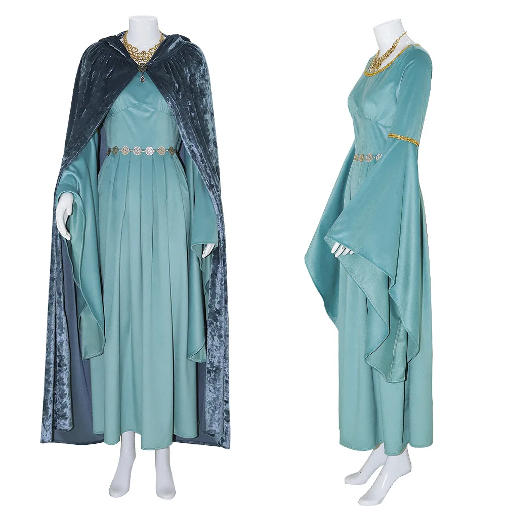 Blue Princess Dress Cape The Lord Cosplay of The Rings Gandalf Cosplay Costume Full Set Fantasia Halloween Carnival Party Suit