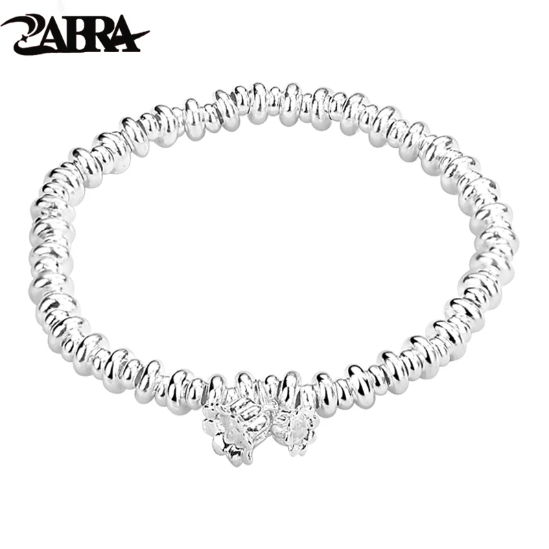 ZABRA 9999 Pure Silver Bell Orchid Bracelet Women's Fashion Design Broken Silver Bead Bracelet