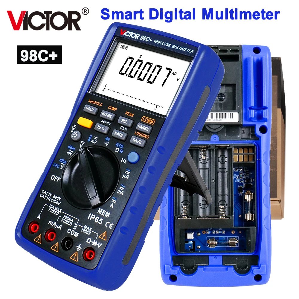 Victor 98+ Smart Digital Multimeter High-Precision 2.4G Wireless Communication Module/USB Interface Thermocouple K-Division RTD