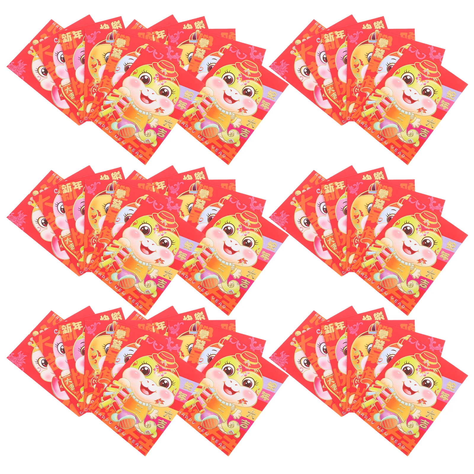 

60 Pcs Chinese New Year Money Envelopes Red Snake Cash Big and Small Hong Bao Decor