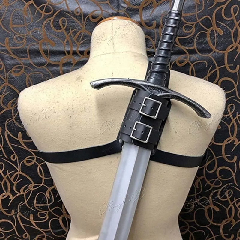 حزام الكتف في القرون الوسطى حامل السيف غمد Scabbard للرجال الكبار ، سلاح فارس Larp ، حزام Rapier ، والعتاد الحافظة ، زي تأثيري