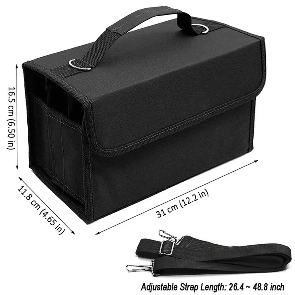 

80 Slots Marker Carrying Bag Lipstick Organizer Storage Black Pouch Portable Case