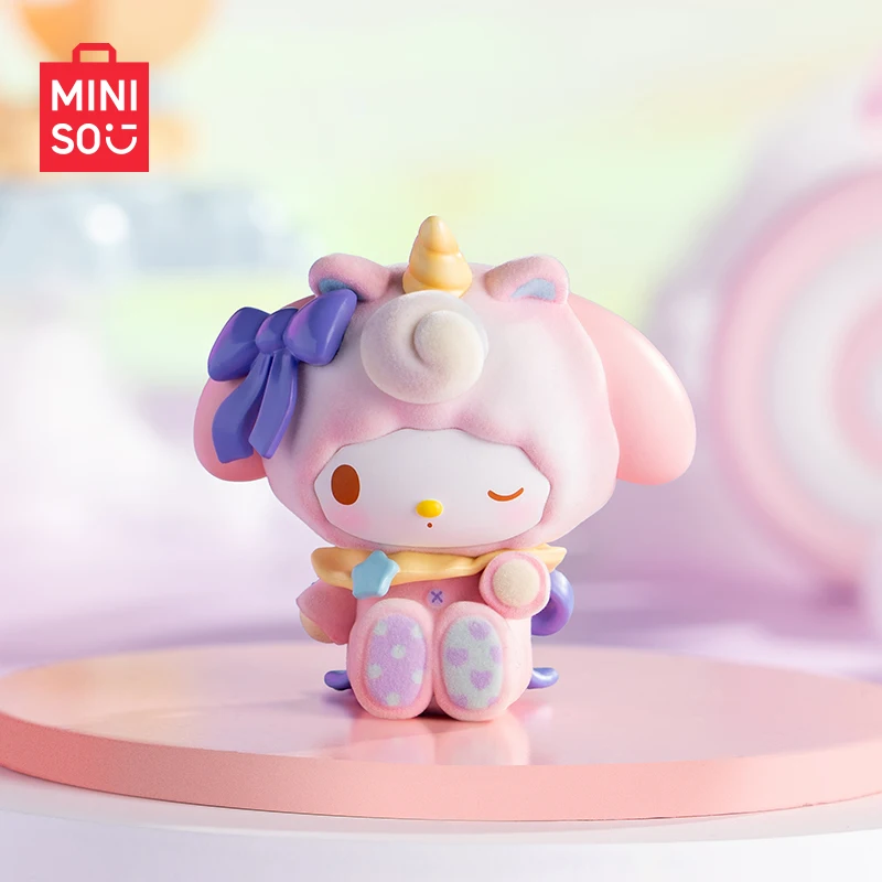 MINISO-Personagens Sanrio genuínos, Caixas para cegos, Minha melodia, Kuromi, Ornamento de mesa, Série Fantasy Paradise, Brinquedo infantil, Presente de aniversário