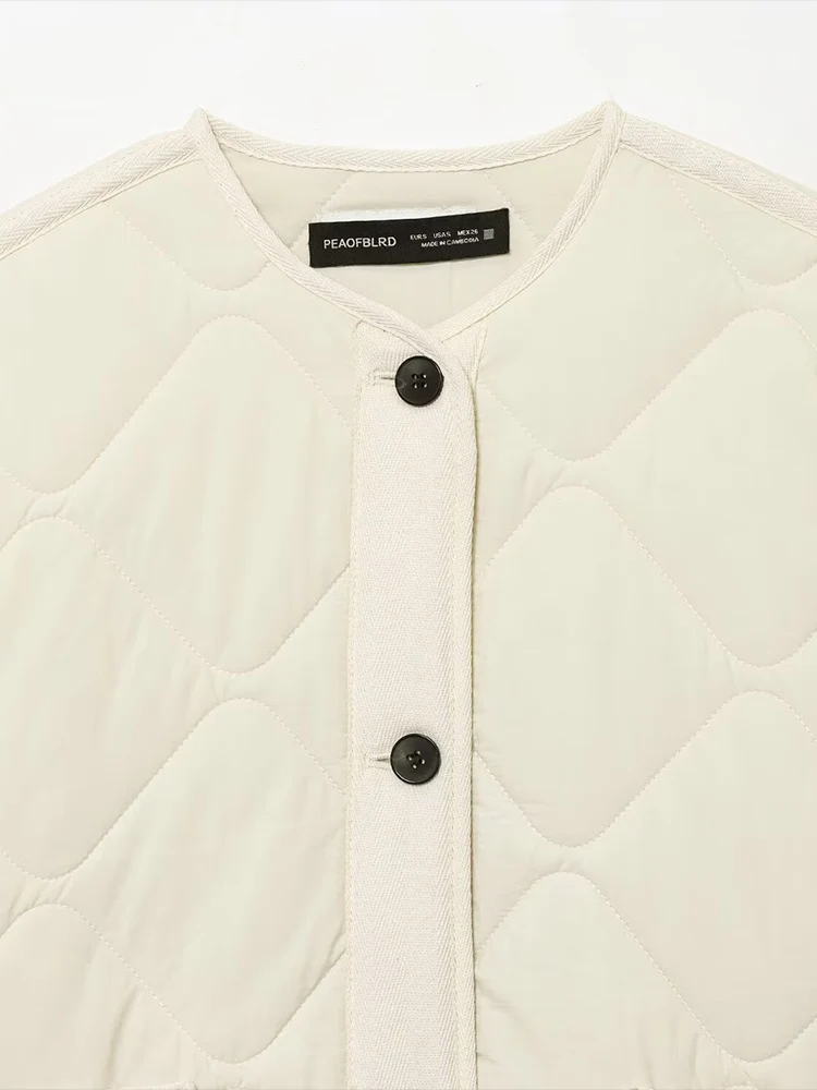 เสื้อแจ็คเก็ตผ้าฝ้ายลายเพชร สไตล์ยุโรปและอเมริกา สำหรับฤดูใบไม้ร่วงและฤดูหนาว  แบบเรียบง่าย เหมาะกับการสวมใส่ในชีวิตประจำวัน