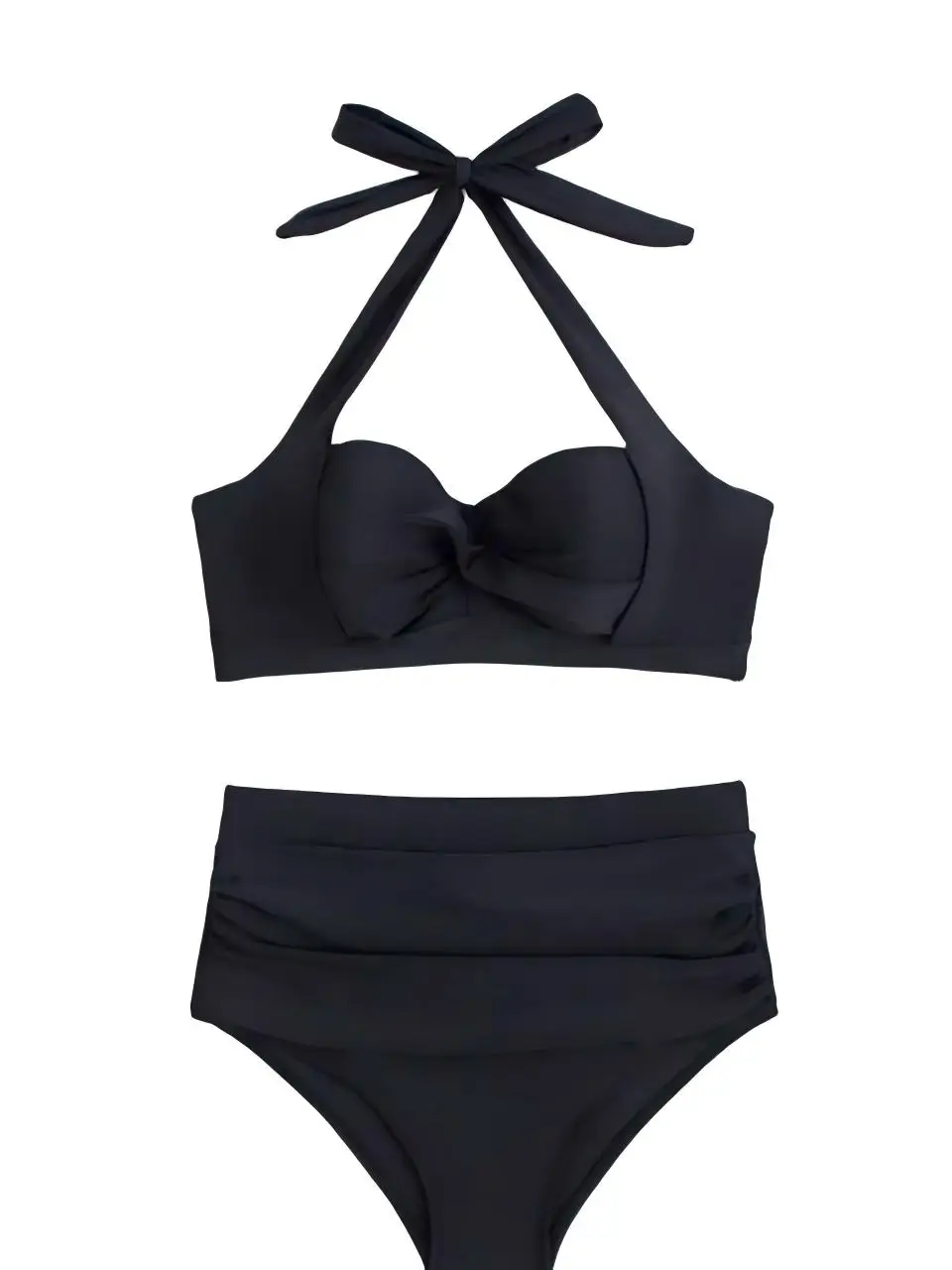 2026 Sexy Halter String Bikini Donna Vita alta Costumi da bagno Donna Twist Costume da bagno Solid Bagnanti Costume da bagno Beachwear