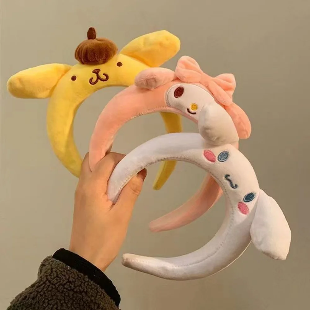

Kawaii Sanrio плюшевые повязки на голову с милым рисунком Куроми Мелодия для девочек повязки на голову для мытья лица Cinnamoroll спортивные аксессуары для волос подарки