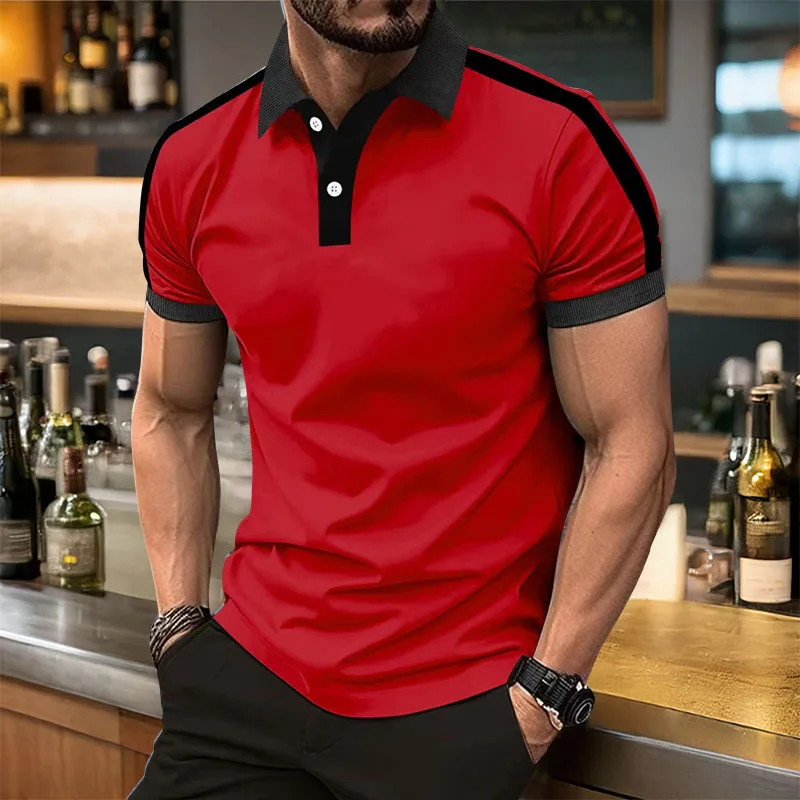 Polo de manga corta para hombre, camiseta informal de negocios con cuello, transpirable, talla grande, europea y americana, Verano