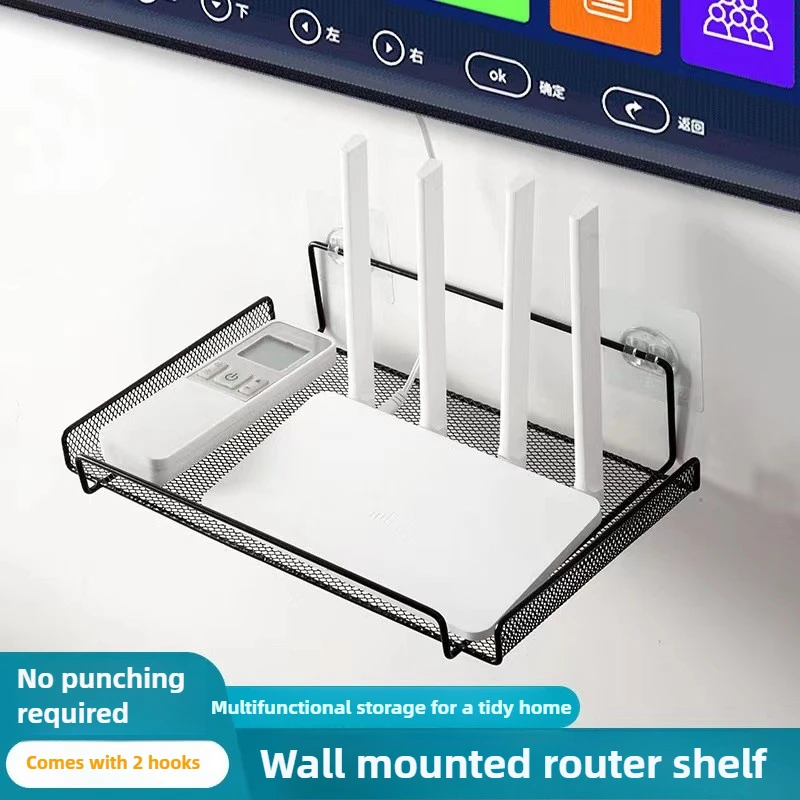 Wall-Mounted Router Storage Rack for Home Use Wall-Mounted Wi-Fi Bracket No Drilling Installation for Home TV Set-Top Box