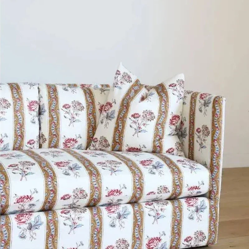American country printed sofa small apartment living room fabric French retro studio bed and breakfast villa three-person sofa