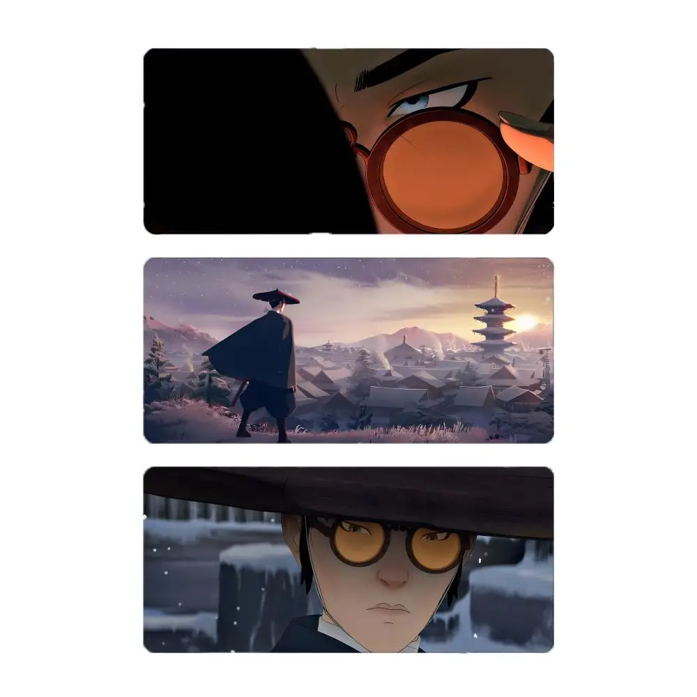 anime fierce B-Blue Eye Samurai Mouse Pad Large Gaming Mousepad with Stitched Edges Thickened Desk Mat PC