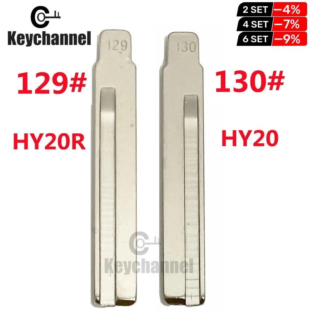 Keychannel 10pcs #129 #130 Metal Blank HY20 Flip KD Key Blade For Hyundai For Kia Car Remote Key Embryo Uncut Right Left Blade