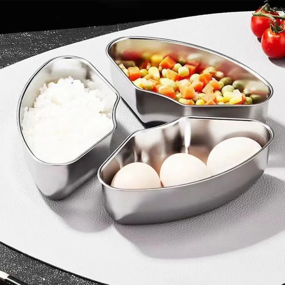 Stainless Steel Steaming Plate Fan Shaped Divided Steaming Plate Grid Household Food Steaming Bowl  Tray Kitchen Accessories