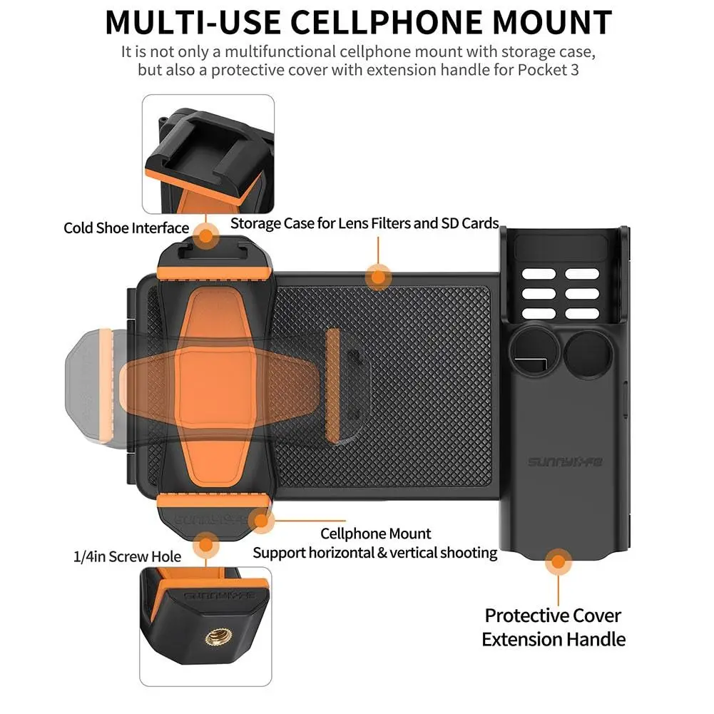 Phone Holder Set Expansion Accessories for Osmo Pocket 3, Universal Mini Extension Pole Tripod Compatible with DJI OSMO Pocket 3