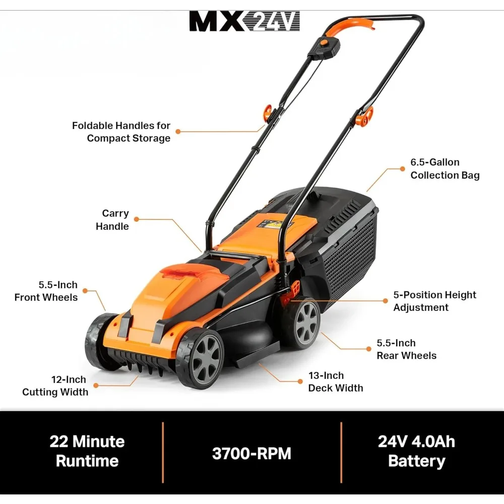 جزازات العشب Walk-Behind -20VMWGT 24V Max 13 بوصة جزازة العشب وأداة تشذيب العشب 10 بوصة مع بطاريات وشاحن 2x4.0Ah