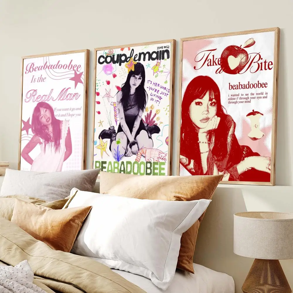 Pop singer B-Beabadoobee Music Poster Minimalist Art Print Waterproof Poster for Home Office Bedroom Decor Aesthetic Gift