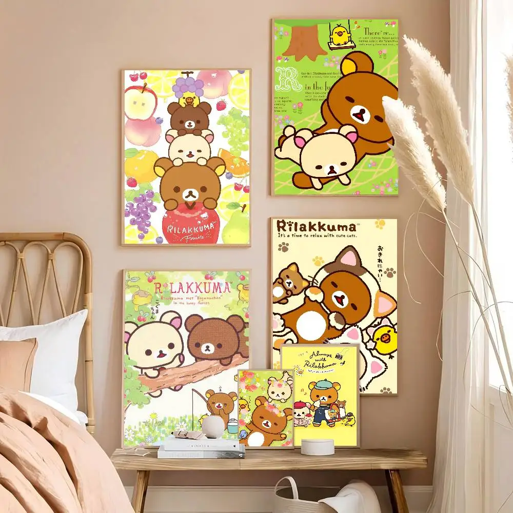 Anime Cute Cartoon R-Rilakkuma Classic Vintage Posters HD Quality Wall Art Retro Posters for Home Room Wall Decor