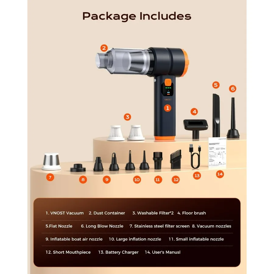 مكنسة كهربائية محمولة لاسلكية مع قوة شفط 30000PA ومحرك 130000 دورة في الدقيقة لميزة تنظيف السيارة المنزلية والحيوانات الأليفة بكفاءة #5