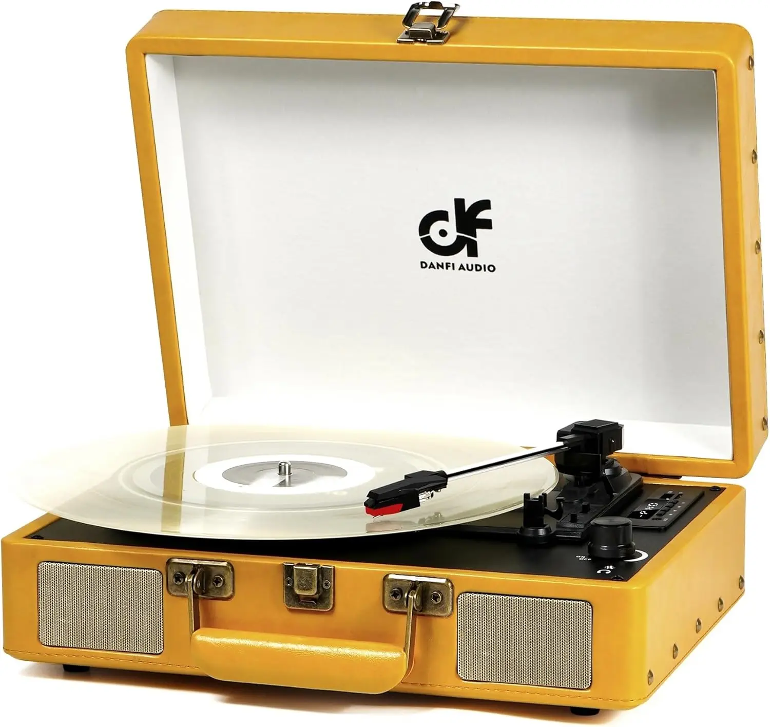 

Vintage Bluetooth Record Player with 3-Speeds, Portable Suitcase Design, USB/SD Recording, RCA/AUX Inputs