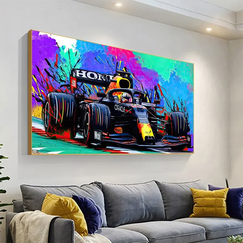 F1 بطل العالم سيارة اللوحة المشارك مجردة الكتابة على الجدران الرسم على لوحات القماش الجدارية يطبع وحدات صور ديكور غرفة المعيشة المنزلي