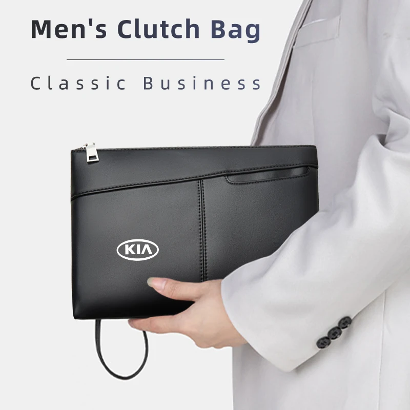 

Car Men's Clutch Bag Large Capacity Business Card Case Coin Purse For KIA Rio K5 Sportage Ceed Sorento Picanto Stinger Optima